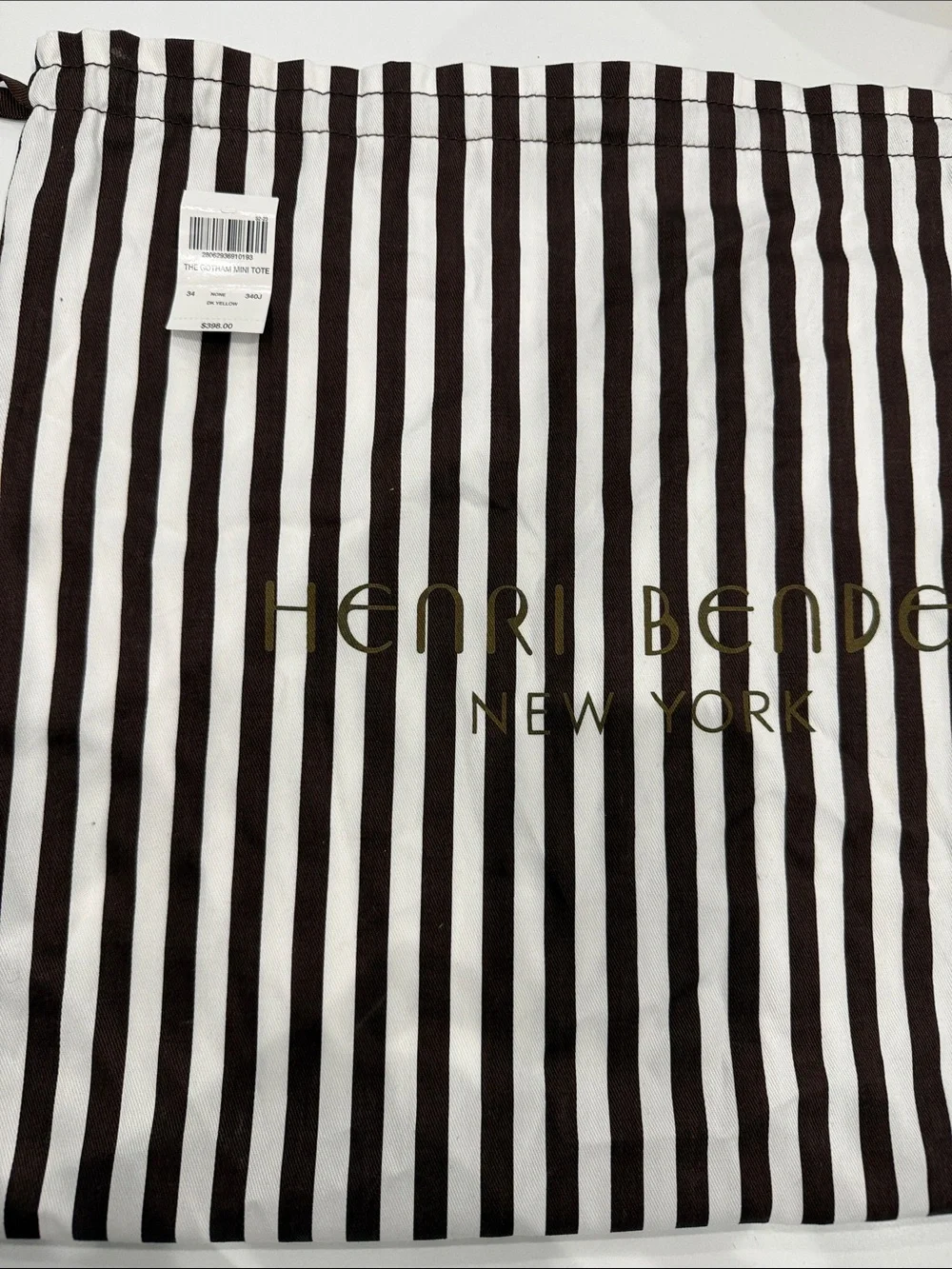 henri bendel Brown and White Striped Throw with Logo